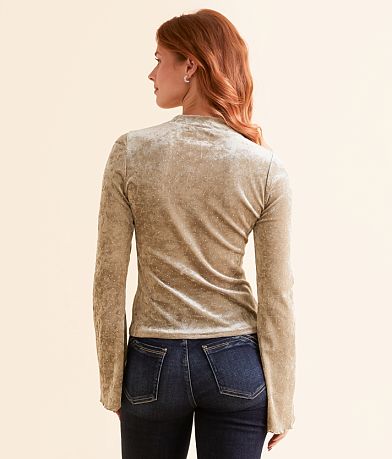 Hyfve Rhinestone Velvet Top - Women's Shirts & Blouses in Taupe | Buckle