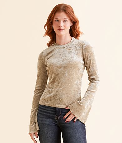 Hyfve Rhinestone Velvet Top - Women's Shirts & Blouses in Taupe | Buckle