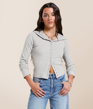 FITZ + EDDI Brushed Knit Hooded Top front view