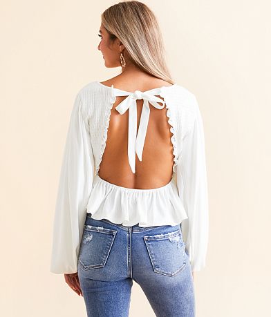 Hyfve Cut-Out Back Peplum Top BACK