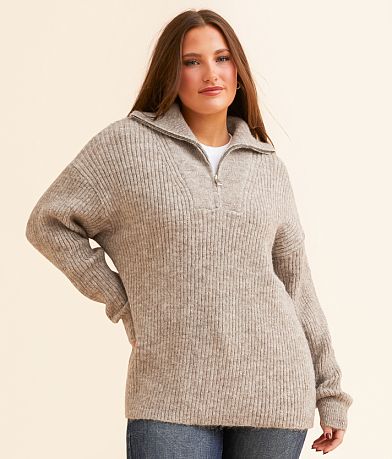 Hyfve Half Zip Collared Sweater front view