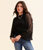Hyfve Sheer Exaggerated Bubble Sleeve Top - Women's Shirts