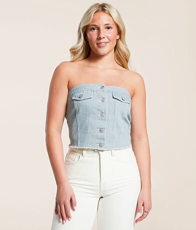 Hyfve Striped Denim Tube Top front view