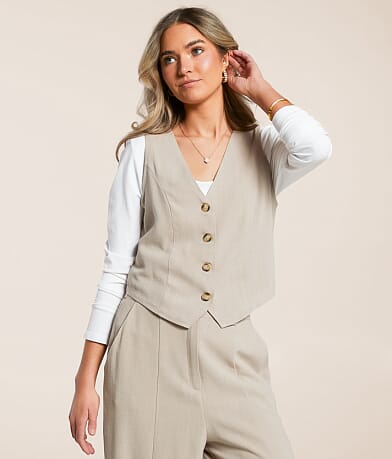 Willow &amp; Root Linen Blend Vest full right side view