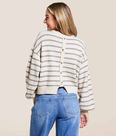 Hyfve Striped Boxy Sweater front view