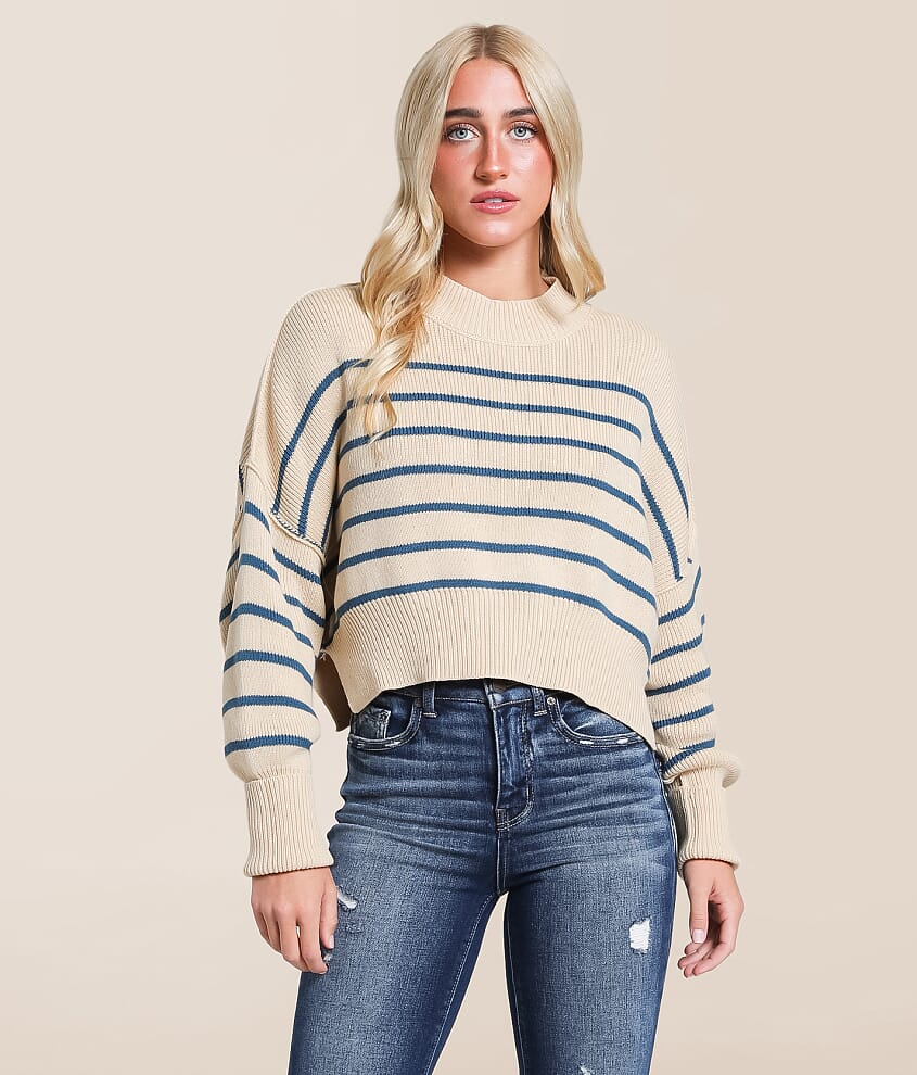 Striped Dolman Cropped Sweater