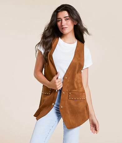 Hyfve Studded Faux Suede Vest front view