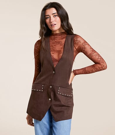Hyfve Studded Faux Suede Vest front view