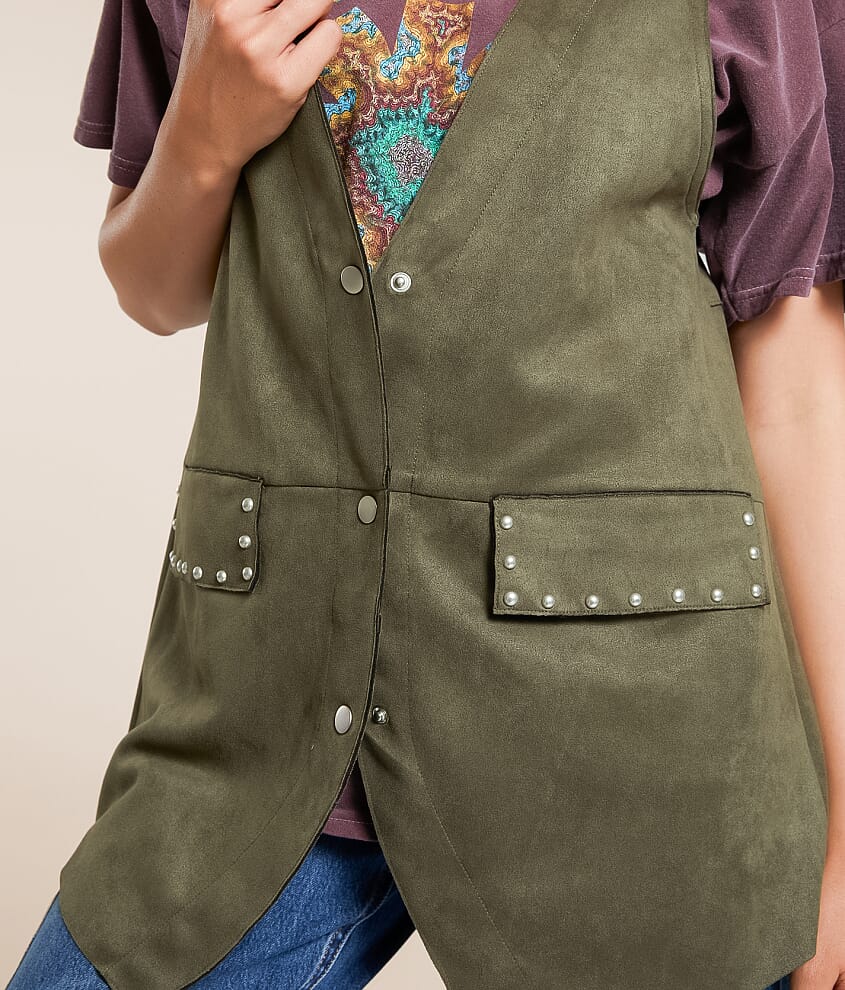 Studded Faux Suede Vest