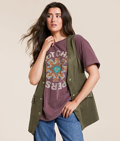 Hyfve Studded Faux Suede Vest front view