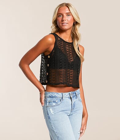 Hyfve Crochet Cropped Tank Top front view