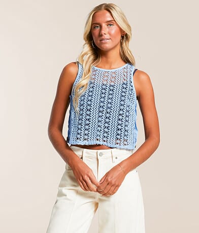 Hyfve Crochet Cropped Tank Top front view