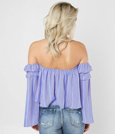 FAVLUX Striped Off The Shoulder Top BACK