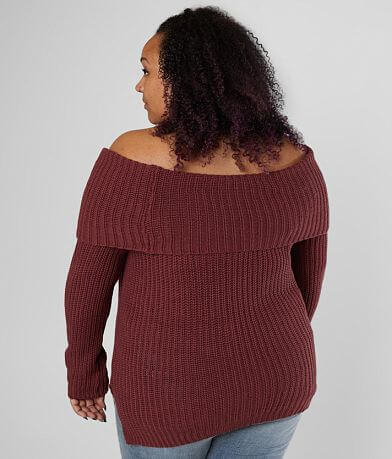 FAVLUX Off The Shoulder Sweater - Plus Size Only BACK