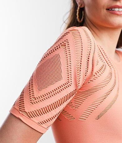 red by BKE Laser Cut Cropped Top misc detail 1 view