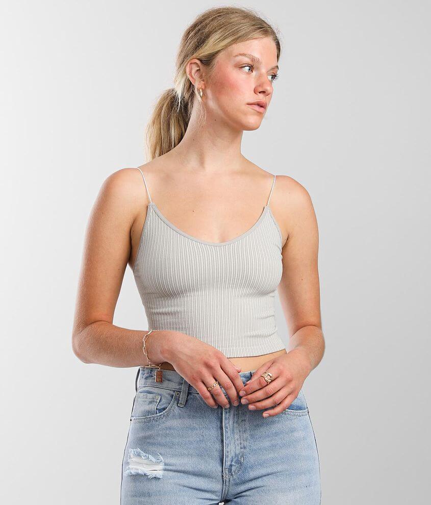 Ribbed V-Neck Brami Tank - White