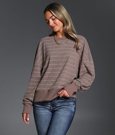 Buckle Black Striped Pullover front view