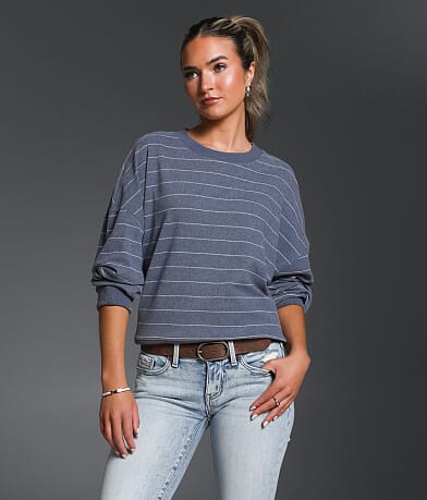 Buckle Black Striped Pullover front view