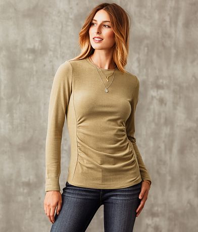 Buckle Black Ruched Top full right side view