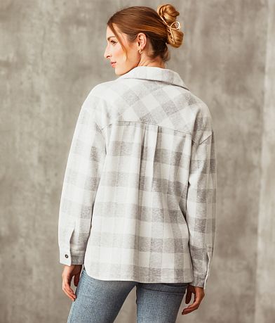 Buckle Black Plaid Shacket back view