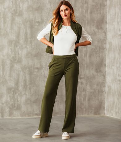 Buckle Black Brushed Knit Pant front view