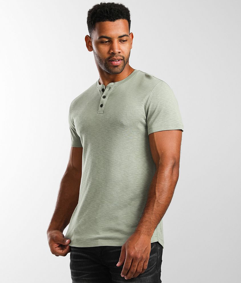 Outpost Makers Slub Knit Henley Men's TShirts in Shadow Buckle