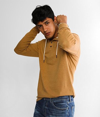 Outpost Makers Brushed Knit Henley Hoodie front view