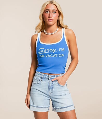 Duvin On Vacation Cropped Tank Top front view