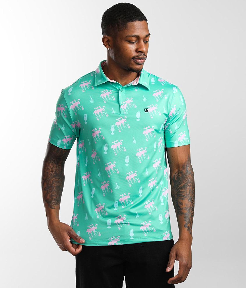 Flomotion Happy Hour Performance Stretch Polo - Men's Polos in Mint ...