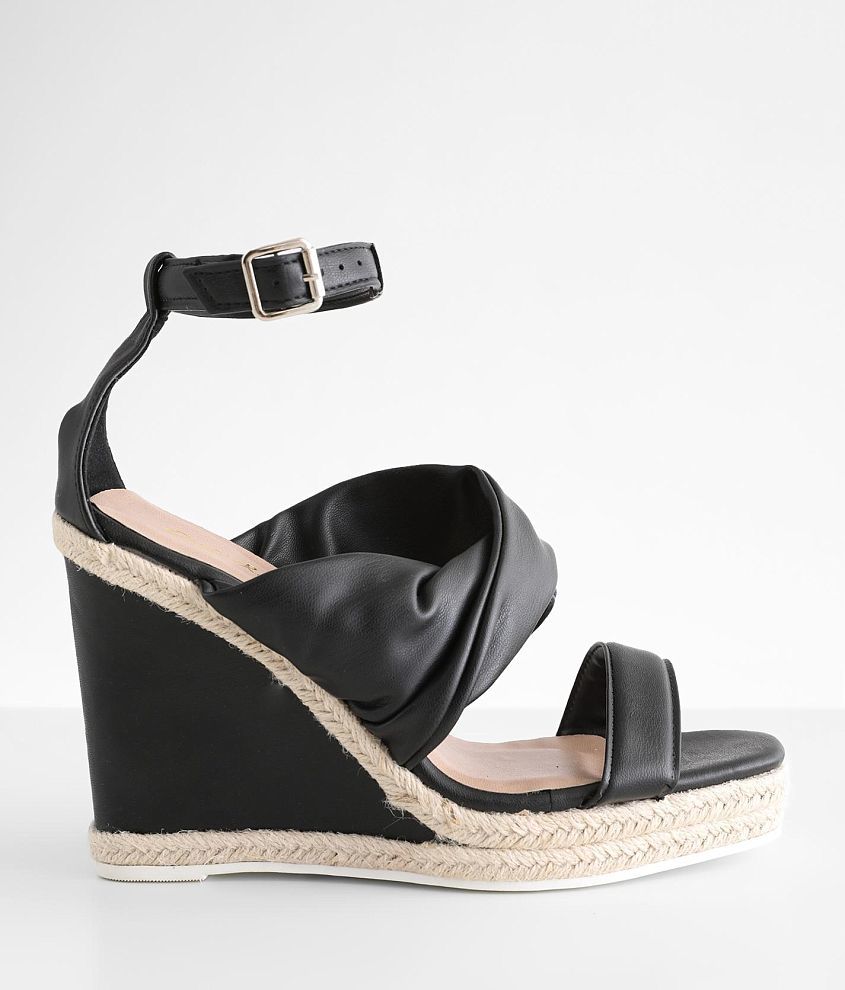 Qupid Cascade Wedge Sandal front view