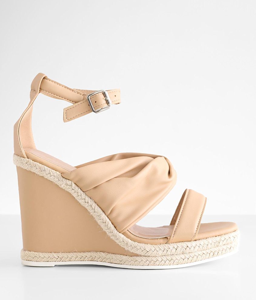 Qupid Cascade Wedge Sandal front view