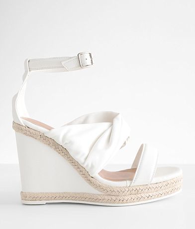 Qupid Cascade Wedge Sandal front view