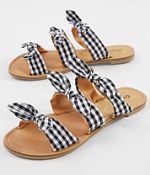 Qupid Gingham Sandal - Women's Shoes in Black White | Buckle