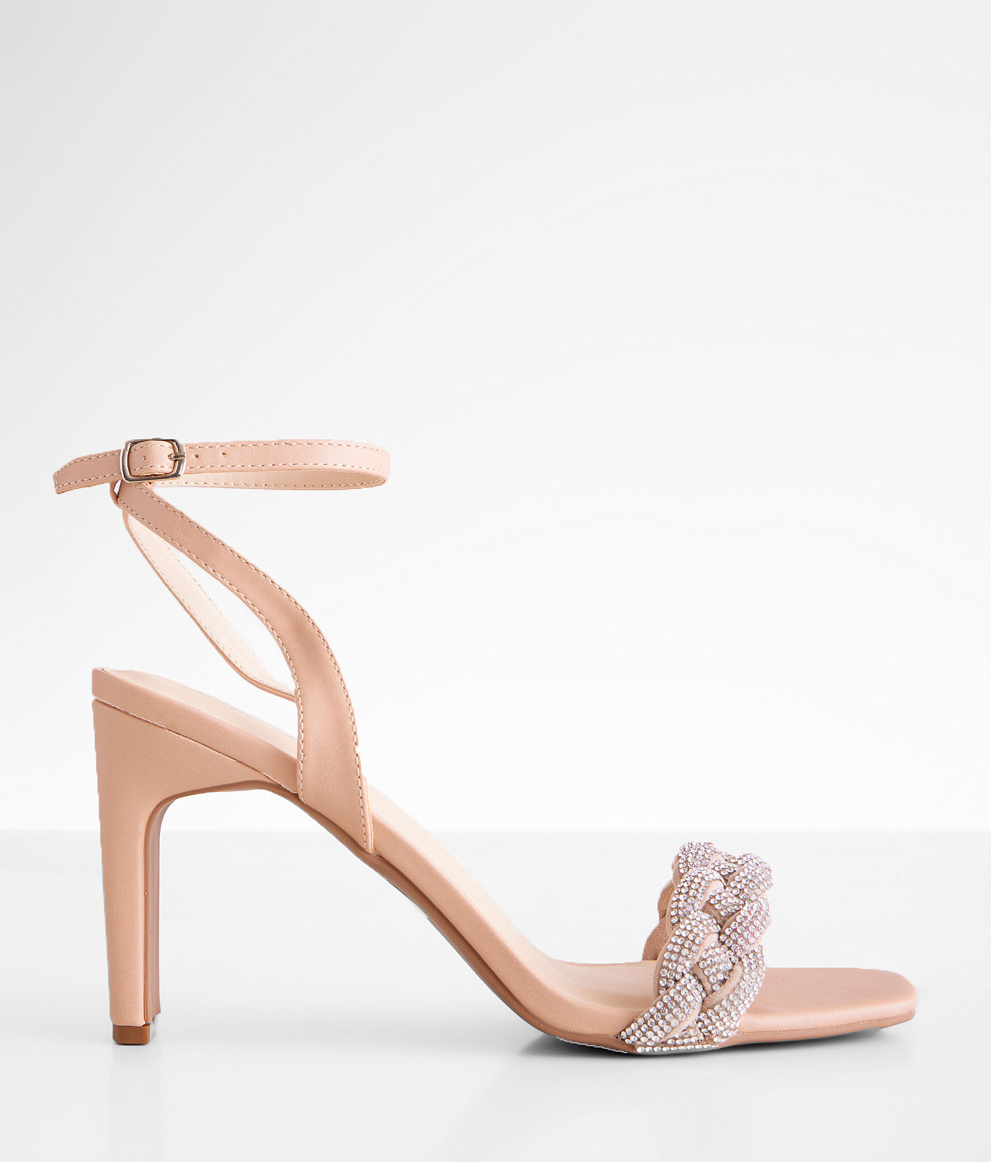 Qupid Kaylee Glitz Heeled Sandal Women's Shoes in Clear Nude