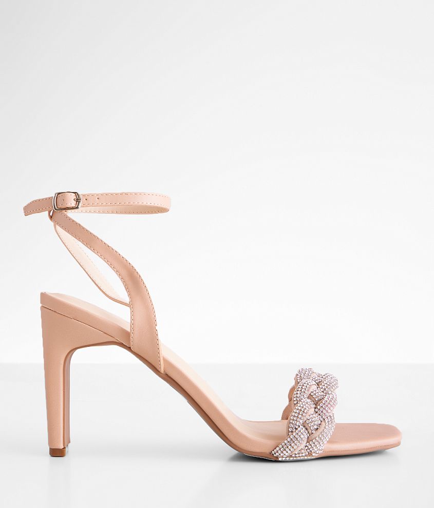 Qupid Kaylee Glitz Heeled Sandal Women s Shoes in Clear Nude