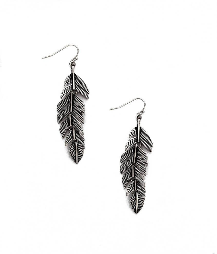 BKE Feather Earring - Women's Jewelry in Burnished Silver | Buckle