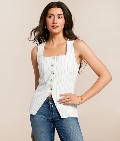 Willow & Root Striped Vest front view
