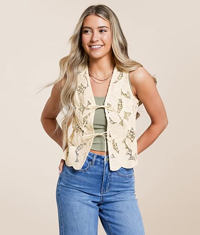 Willow & Root Crochet Front Tie Tank Top front view