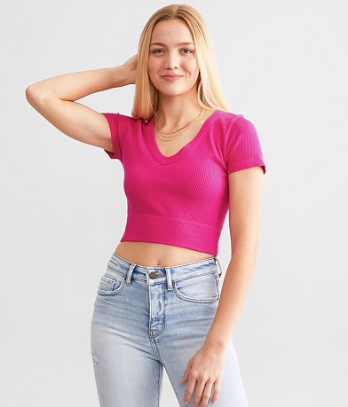 Kasey ” Laced Smocked Crop Top ( Hot Pink ) FINAL SALE – Ale Accessories