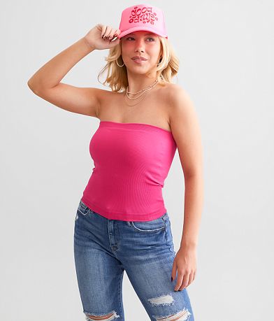 Freshwear Ribbed Seamless Tube Top front view