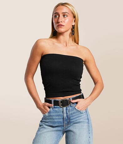 Freshwear Textured Seamless Stretch Tube Top front view