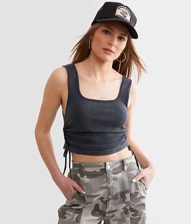 BKE core Cinch Tie Cropped Tank Top front view