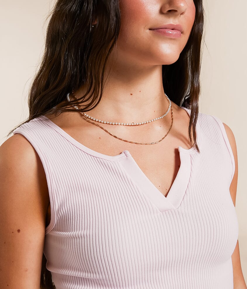 Notch Neck Cropped Tank Top