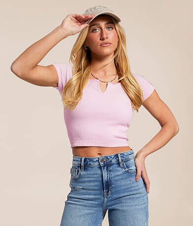 Freshwear Notch Neck Cropped Top front view