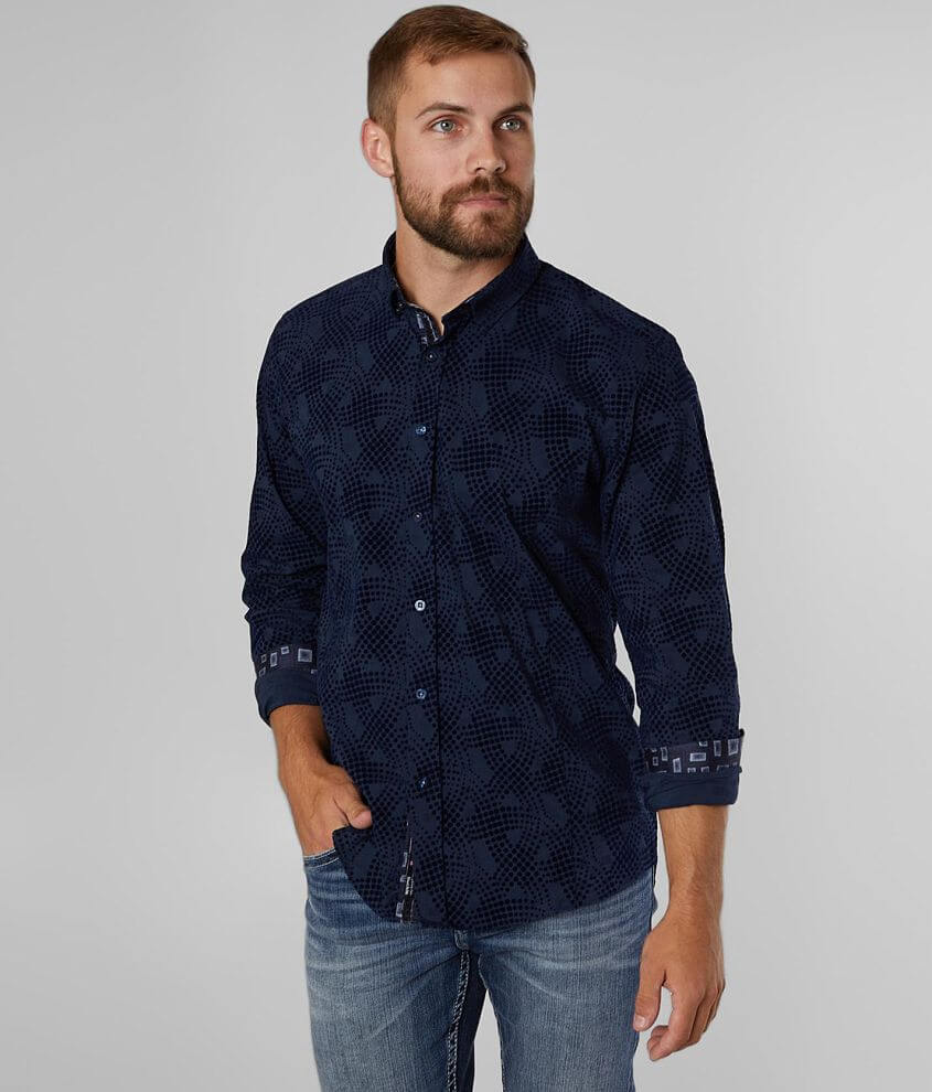 Image of Eight X Flocked Polka Dot Stretch Shirt
