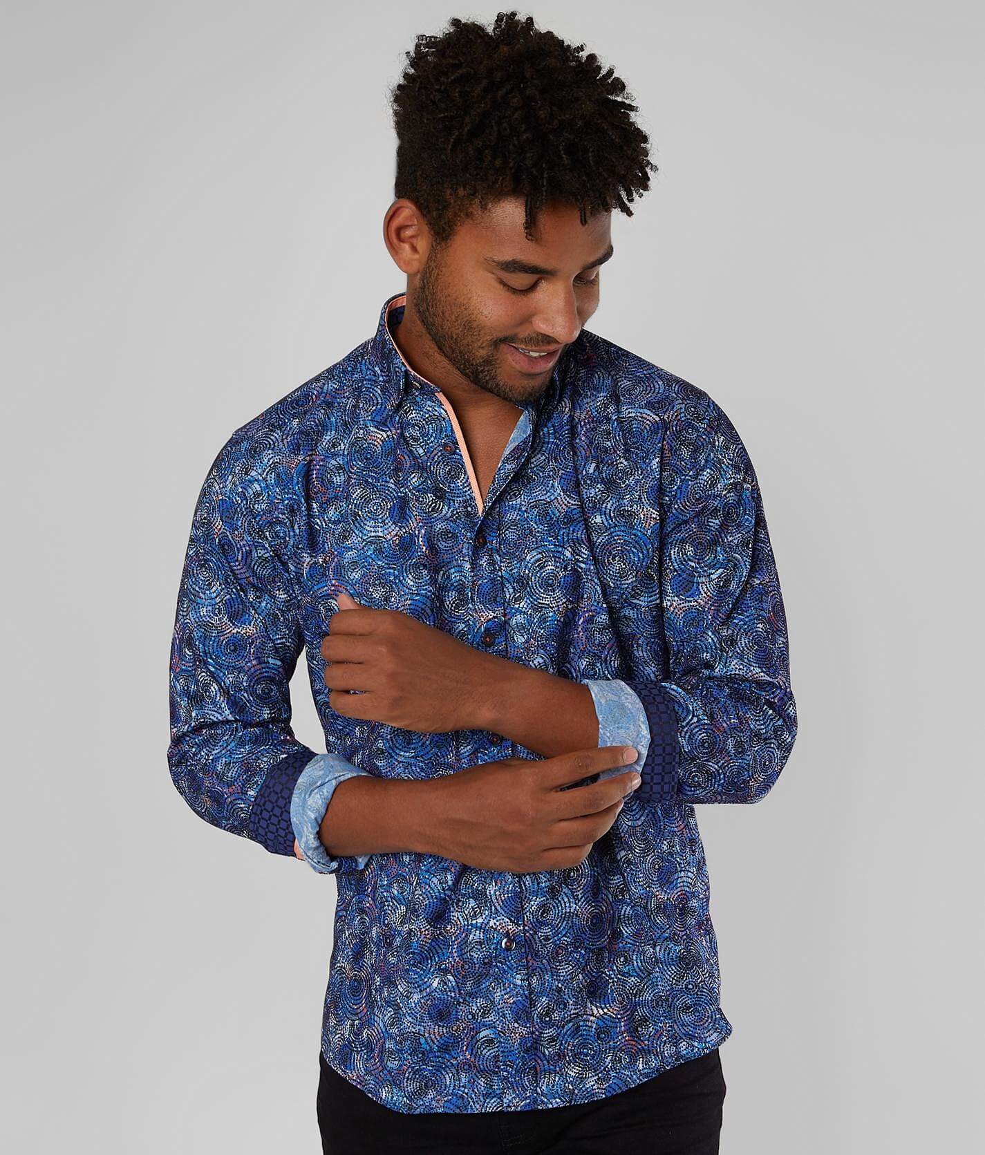 Eight X Flocked Spiral Shirt - Men's Shirts In Blue | Buckle