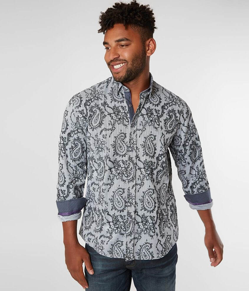 Eight X Flocked Paisley Shirt front view