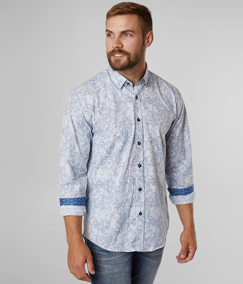 Eight X Textured Floral Stretch Shirt front view