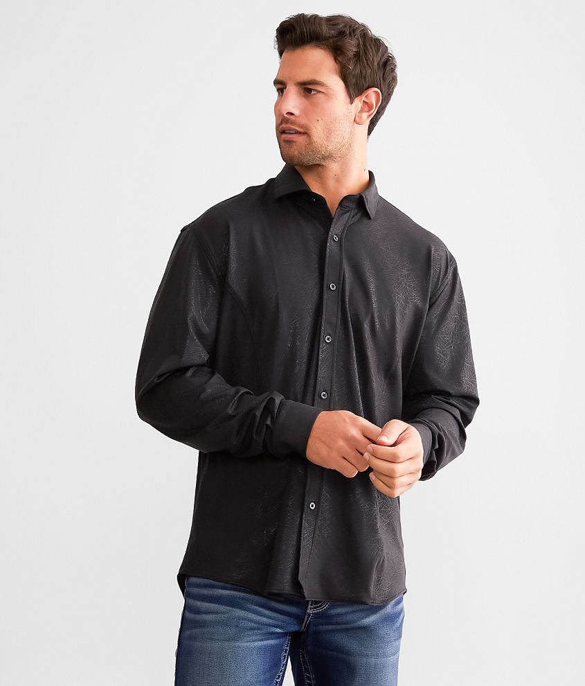 Eight X Tonal Print Stretch Shirt - Men's Shirts in Black | Buckle