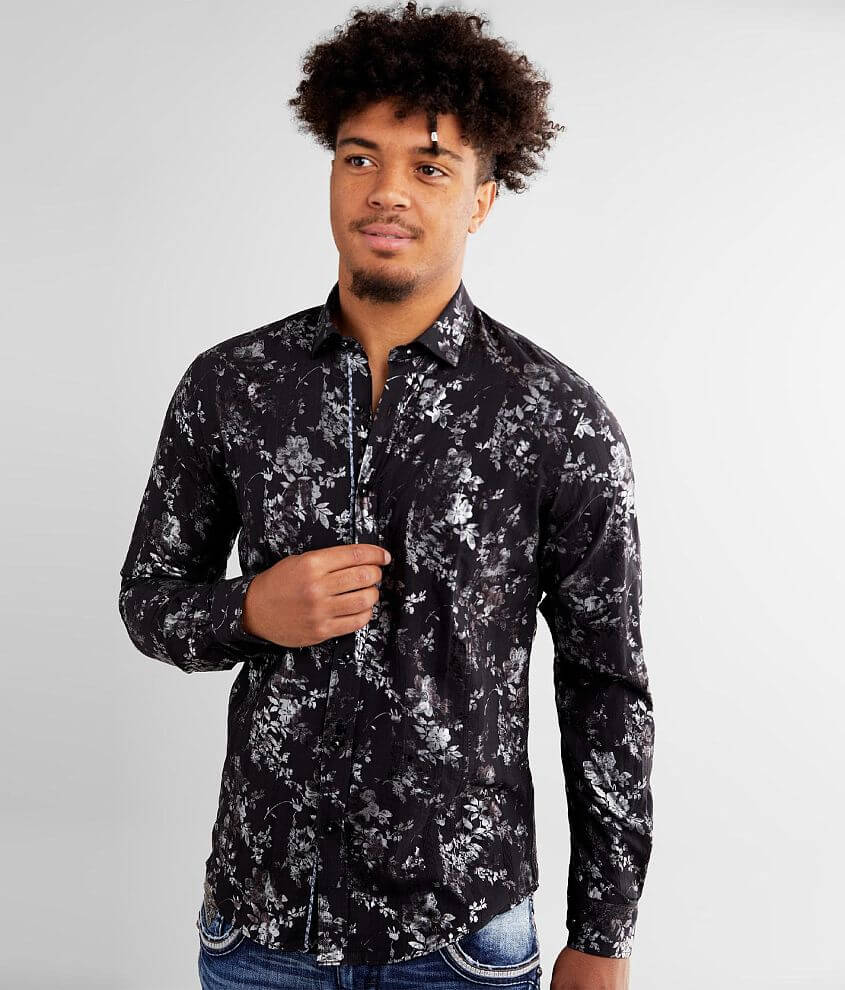 Eight X Foiled Floral Shirt - Men's Shirts in Black | Buckle